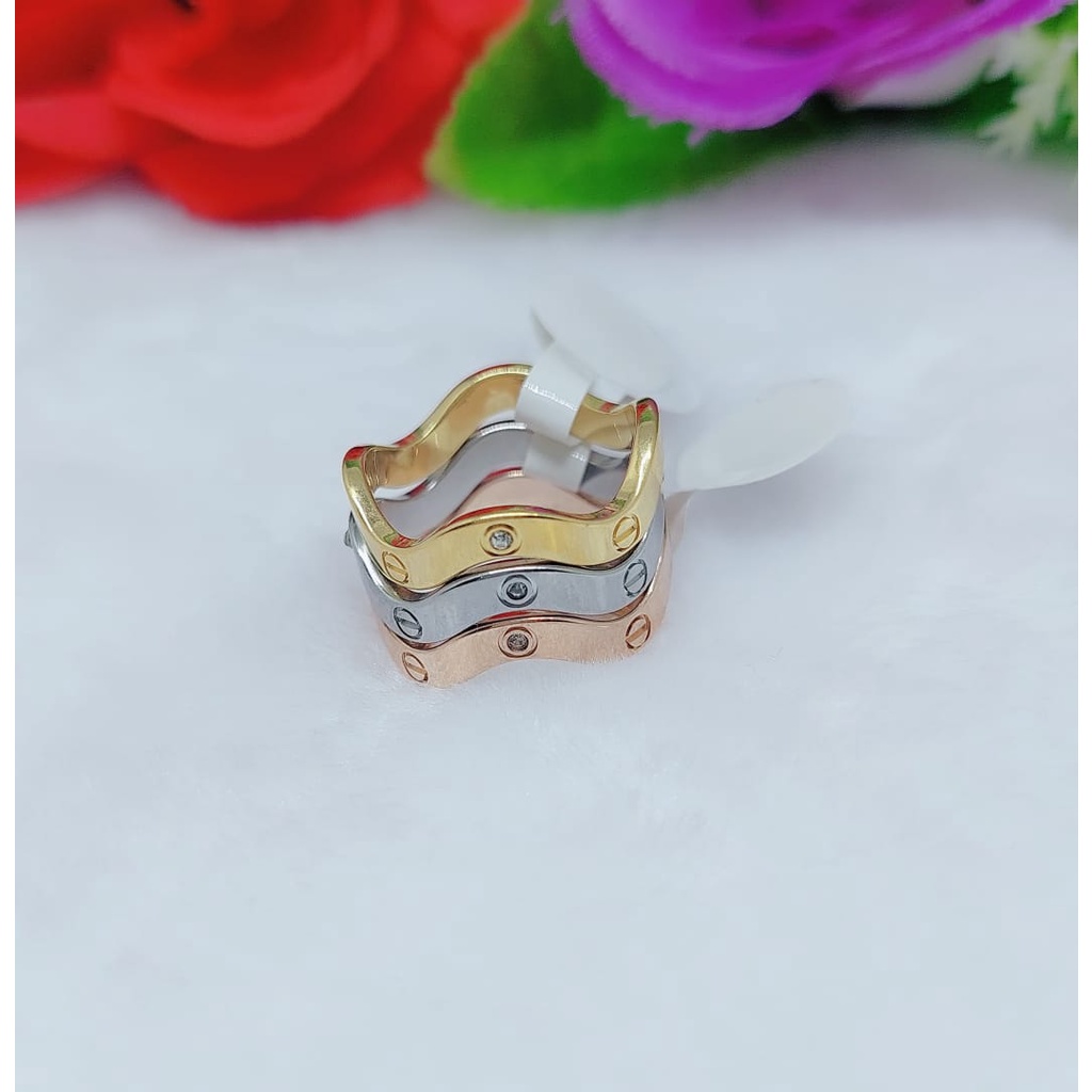 Titanium cincin 775 bergelombang perhiasan fashion