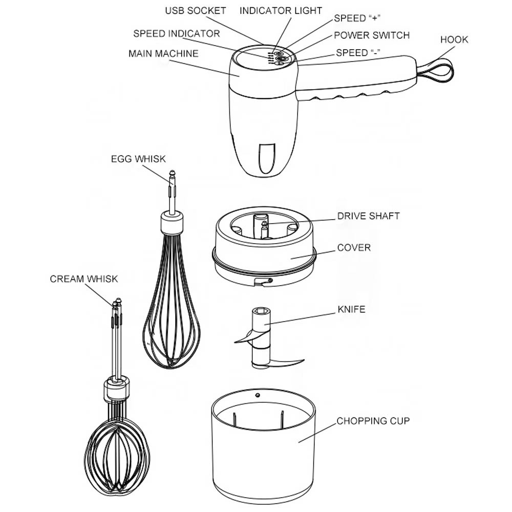 Wireless Mixer Dan Chooper MC211 5 Kecepatan / Speed - Alat Masak Serbaguna Mixer Grinder Blender