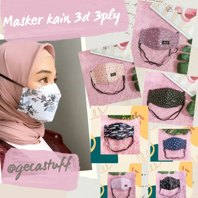 masker kain 3d, masker kain 3ply , masker kain headloop 3 lapis, masker kain hijab, masker kain kf94