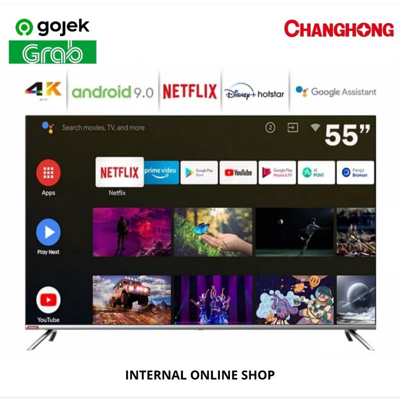 Changhong U55H7 Smart TV 55 Inch 4K Android TV Garansi Resmi