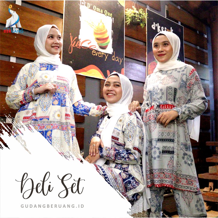 (BISA COD) GudangBeruang.ID - Deli Etnik Daily One Set Tie Dye Setelan Piyama Baju Tidur Rayon