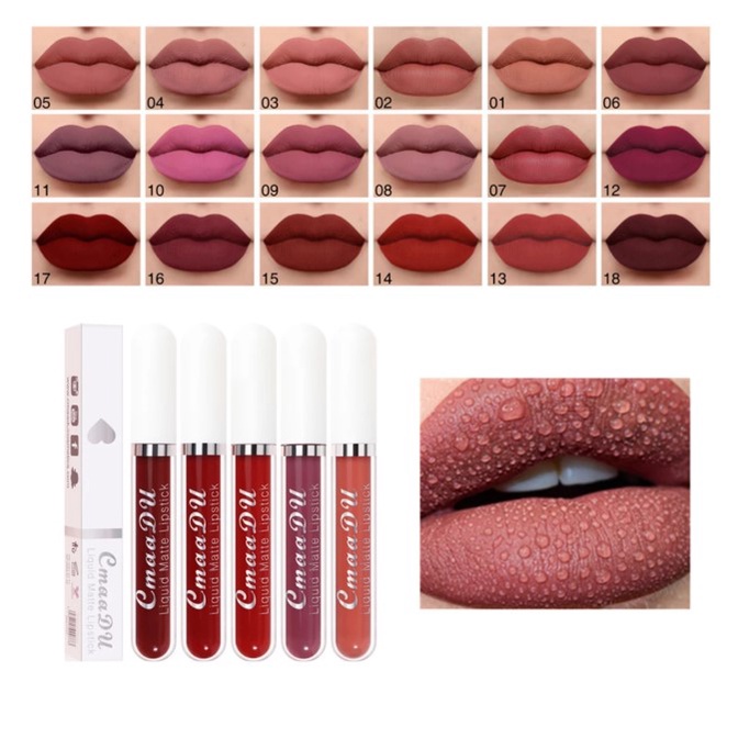 CMAADU Lipstik liquid matte 18 warna tahan lama kosmetik bibir Lipstick Waterproof XX007