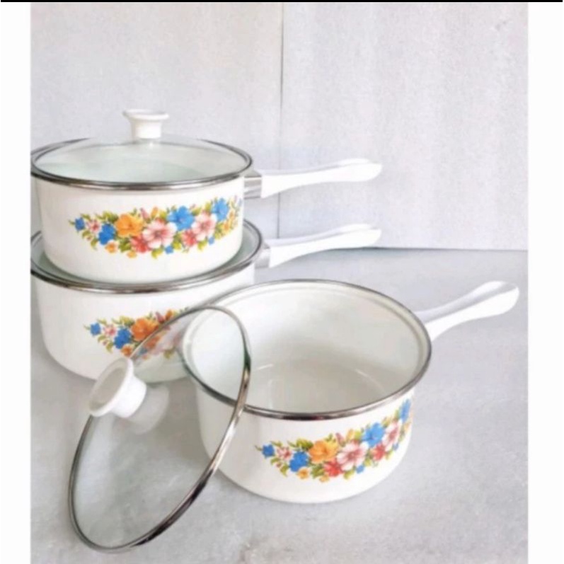 Panci Susu Set Enamel Reona isi 3pcs