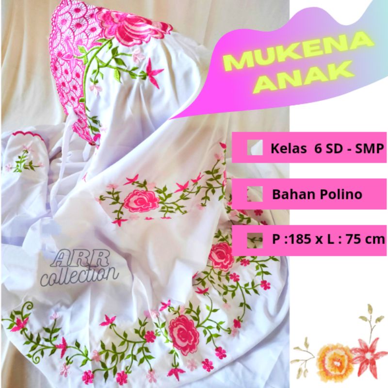 MUKENA TERUSAN ANAK POLINO PUTIH SANTRI SD - SMP USIA 6 S/D 13 TAHUN