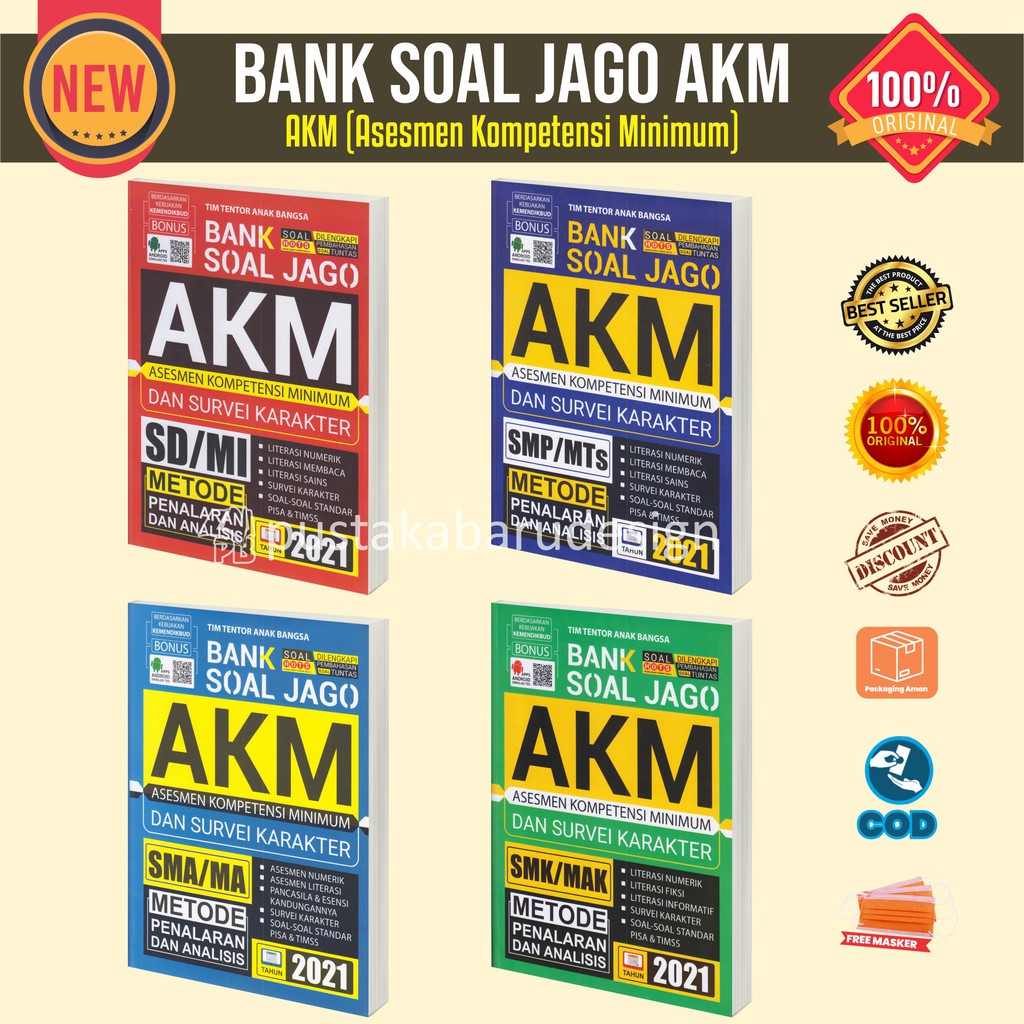 Buku AKM 2021 Asesmen Kompetensi Minimum Bank Soal Jago HOTS SD SMP SMK