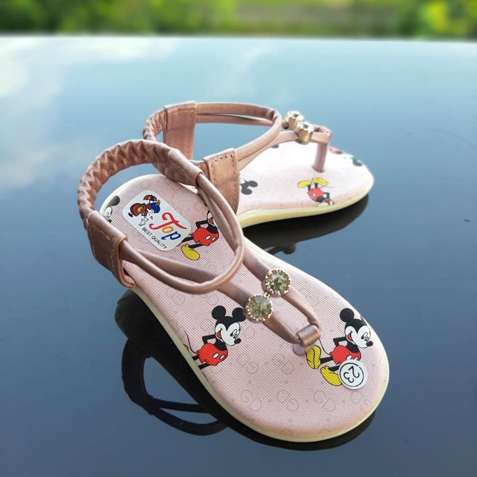 SDP08MM 26-30 Sepatu Sandal Anak Perempuan Umur 3 4 5 tahun - Motif Diamond Marun Mickey Mouse