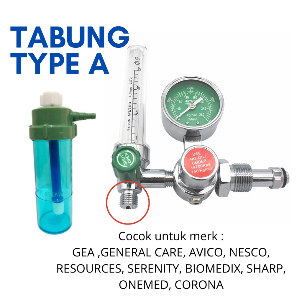Tabung regulator oksigen filter humadifier penyaring oksigen HANYA TABUNG - TRO1