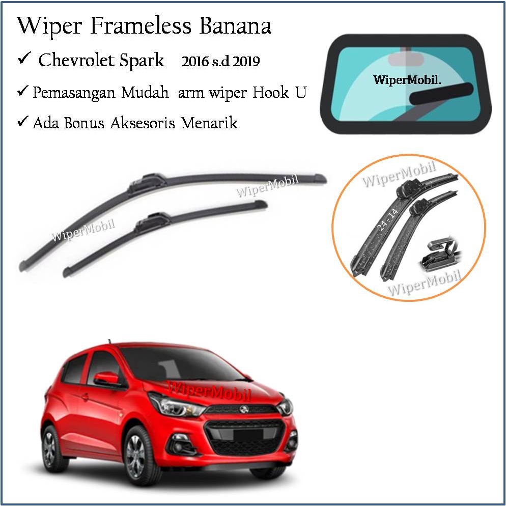 Wiper Frameless Banana Chevrolet Spark 2016 2017 2018 2019