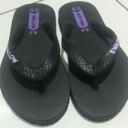 sandal karet swallo hitam ukuran tanggung size 7.5 - 8.5