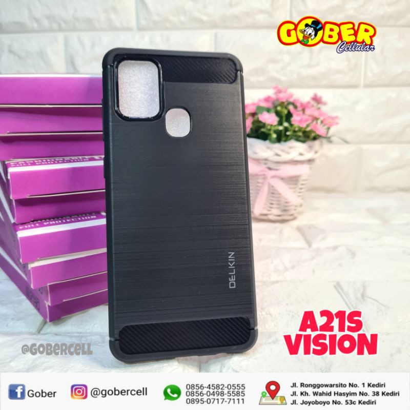 Silikon Case Samsung A21s Delkin Vision warna hitam