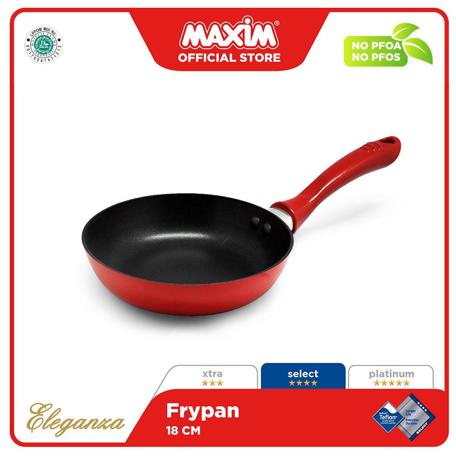 Maxim New Eleganza Red Wajan Teflon Anti Lengket 18cm Frypan
