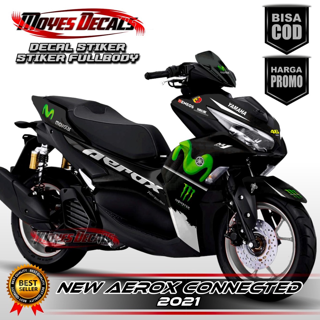 Decal New Aerox 155 - Motif Movisstar Warna Hitam