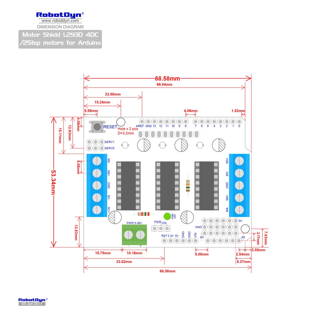 L293D Stepper motor brand RobotDyn L293D Origina