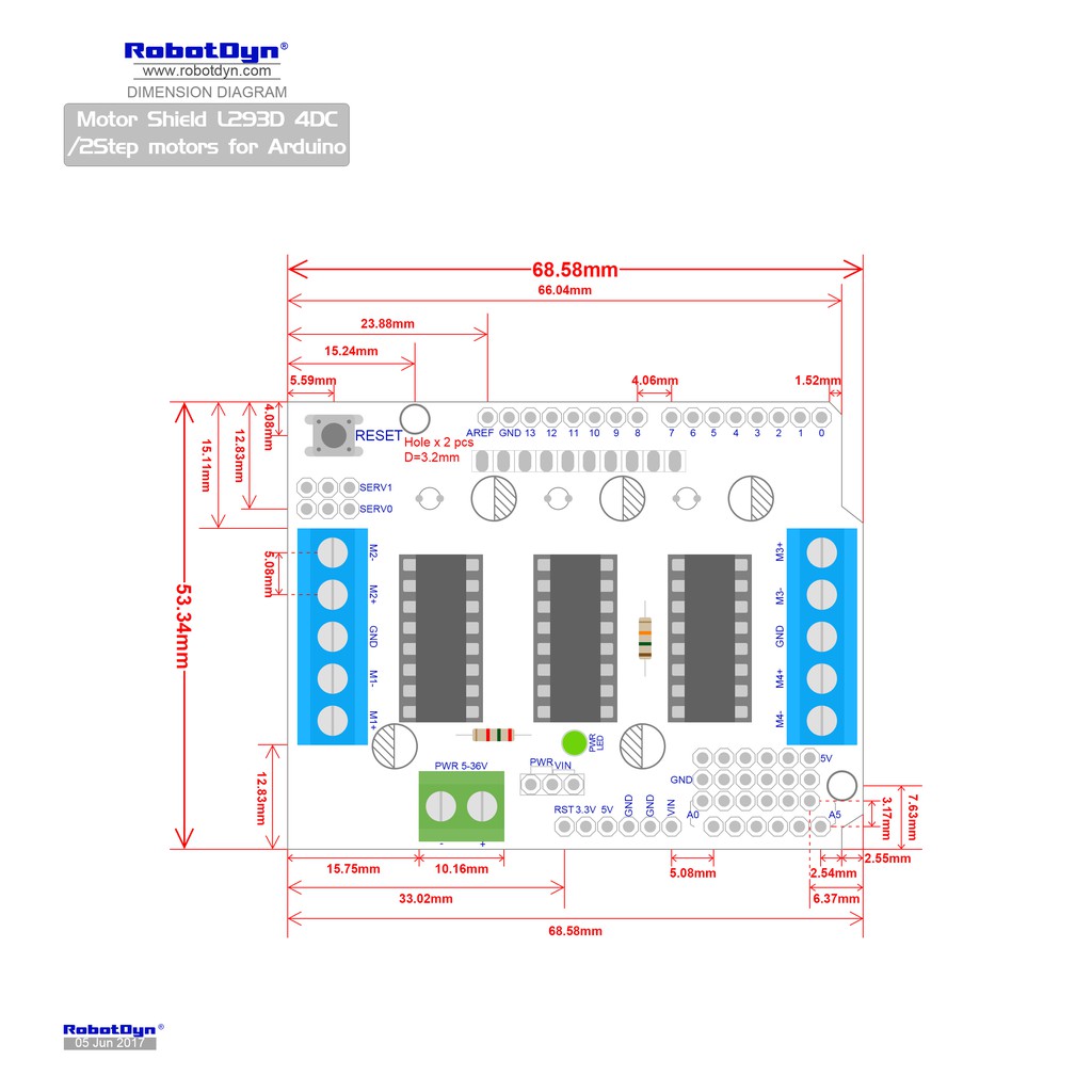 L293D Stepper motor brand RobotDyn L293D Origina