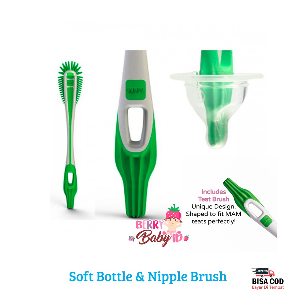 MAM Baby Bottle &amp; Nipple Soft Brush Sikat Botol dan Teat Bayi Lembut Berry Mart