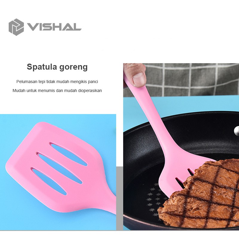 VISHAL Spatula Peralatan Masak Sutil Silikon Non Stick Cooking 5 Pcs Kitchenware Spatula Set VS-1808