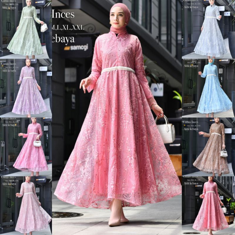 GAMIS INCES // BAHAN TILLE BORDIR KOMBINASI PAYET // By Aldi