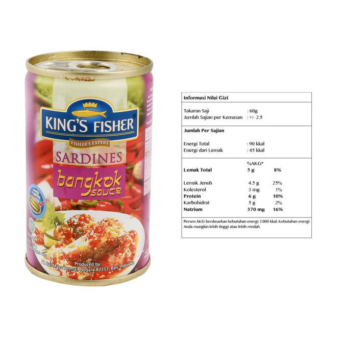 

Paket 6 pcs Kings Fisher Sarden mini rasa saus bangkok Makanan Kaleng