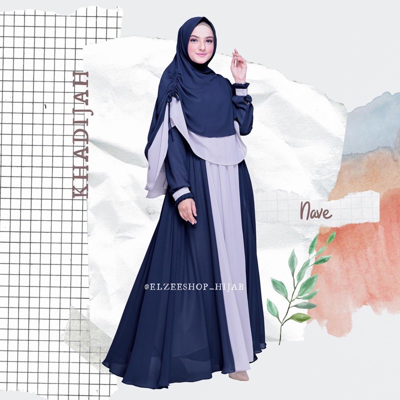 KHADIJAH SET READY (SUDAH 1 SET = DRESS + KHIMAR)