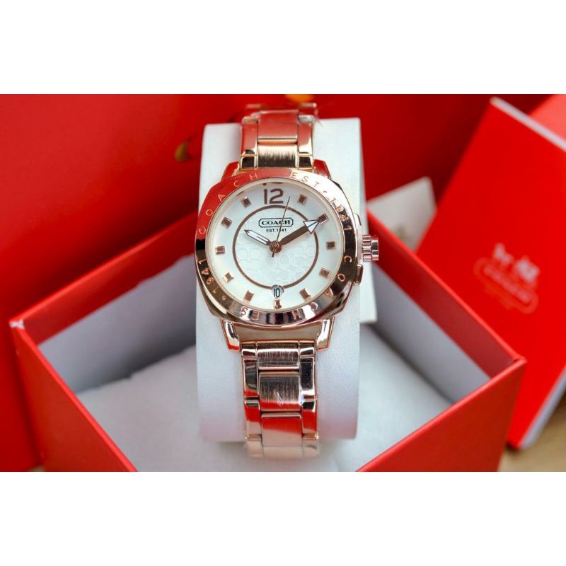 Jam tangan wanita/New coach premium,Strap stainless steel back,Tanggal aktif