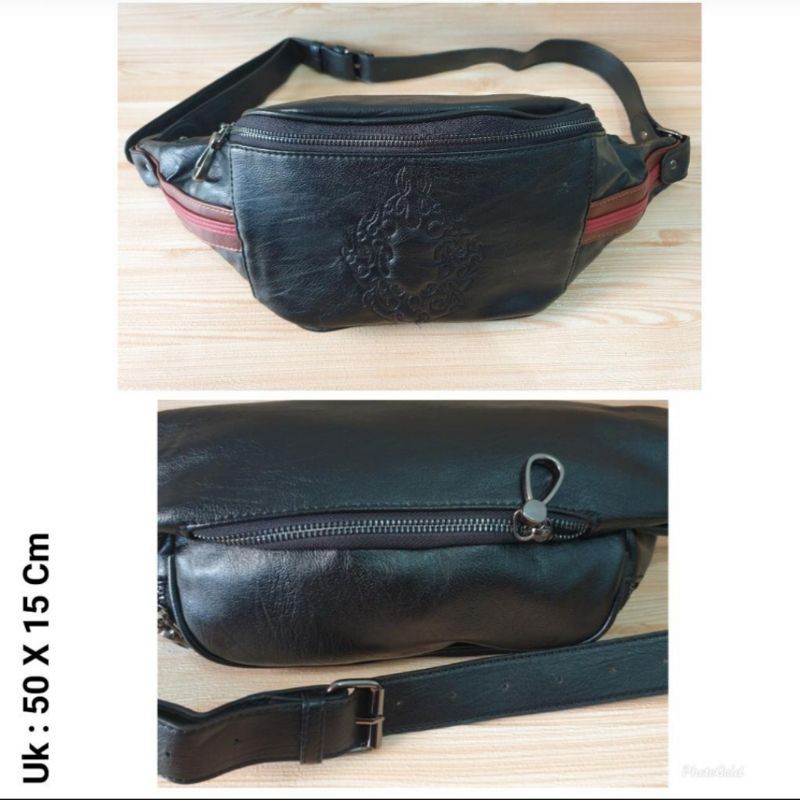 Waistbag Pria/Wanita Leather Belt Bag Bumbag Import