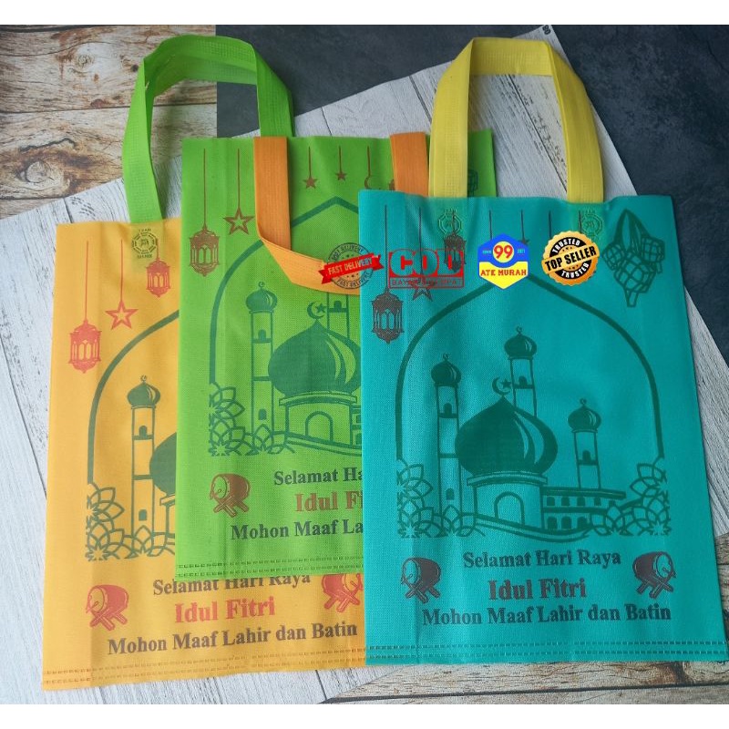 TAS lebaran isi 12pcs 30x40/kantong bingkisan/tas sponbound