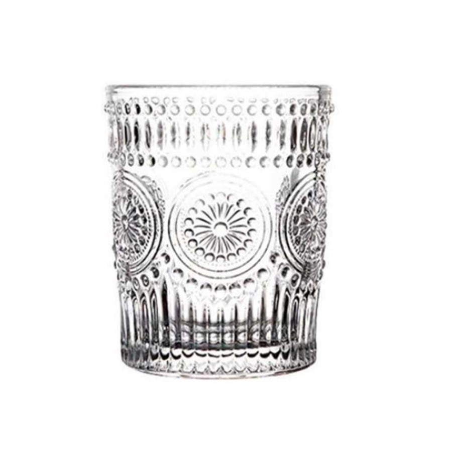 Gelas Retro Embossed Sun Flower Cup 300ml - CLO469 - Transparent