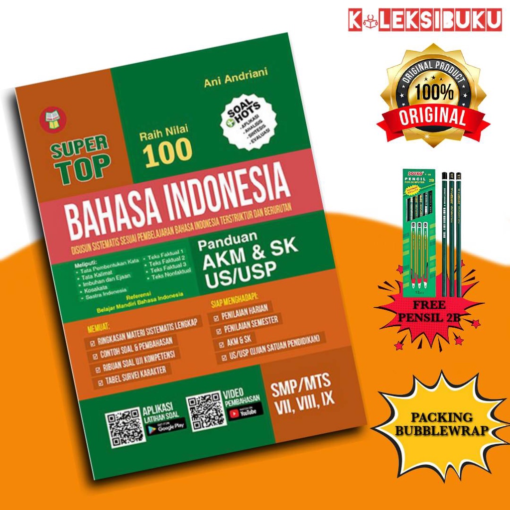 Bank Soal SMP AKM/ Super TOP Raih Nilai 100/ Panduan AKM & SK US USP Matematika/IPA/BAHASA INDONESIA/BAHASA INGGRIS-BHS INDONESIA