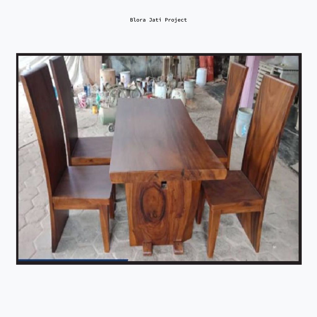 Set Kursi Meja Makan Minimalis Kayu Jati Asli