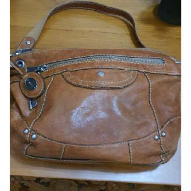 Tas fossil original/ tas kulit asli preloved/ tas fossil cokelat