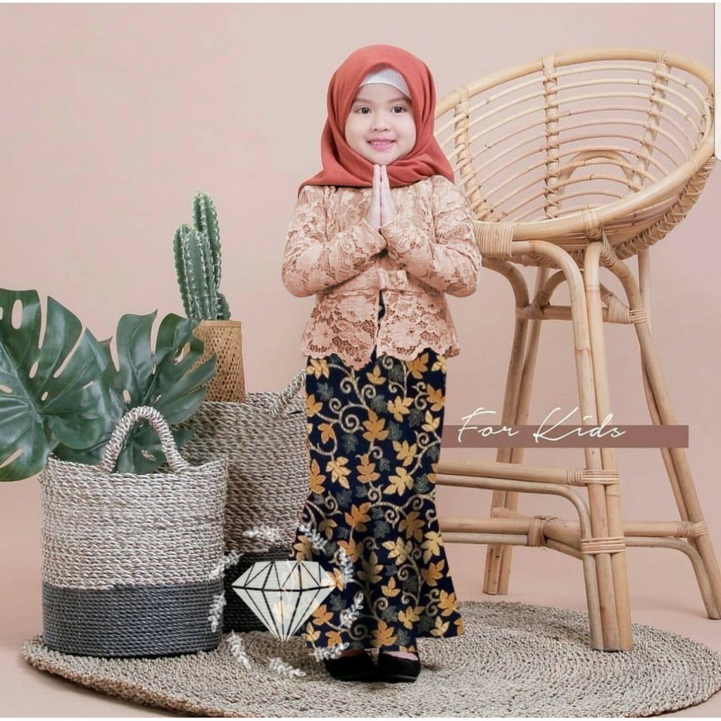 untuk anak 3sd12 tahun kebaya set shireen brukat batik 5 ukuran M sd 3XL 8 warna