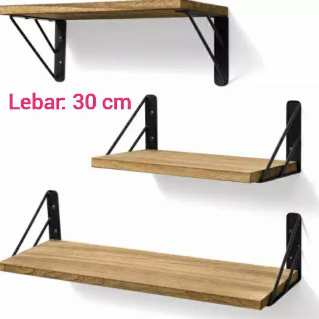RAK DINDING INDUSTRIAL BESI KAYU LEBAR 30 CM AMBALAN RD 02-30