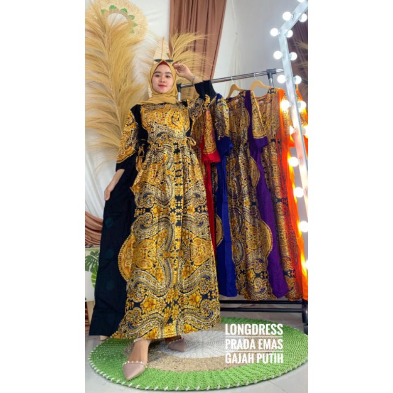 longdress prada emas gajah putih