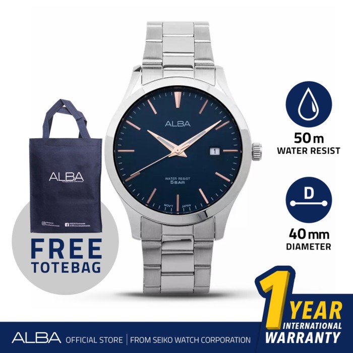 Jam Tangan Pria Alba Stainless Steel Silver AS9M37 Original Fashion Pria