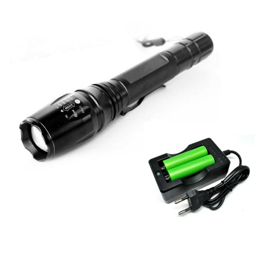 Paket Senter LED Police Besar Zoom SOS Cree XM-L T6 U2 3800 2Bat+1Cha2