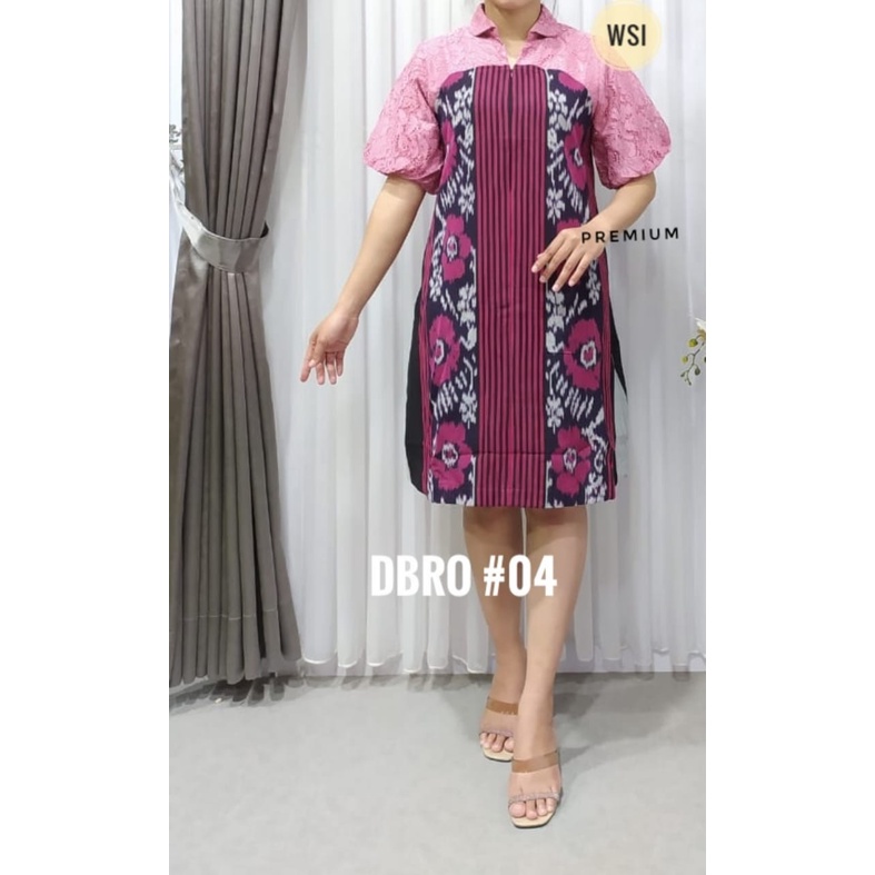 NEW PREMIUMDRESS TENUN  ASLI JEPARA/DRESS TENUN MODEL TERUSAN KOMBINASI BAHAN BROKAT PREMIUM/DRESS T