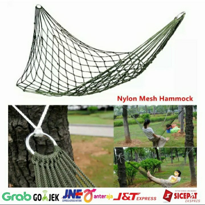 Hammock Ayunan Gantung Tali Rajut Nylon Hamock Jaring Single