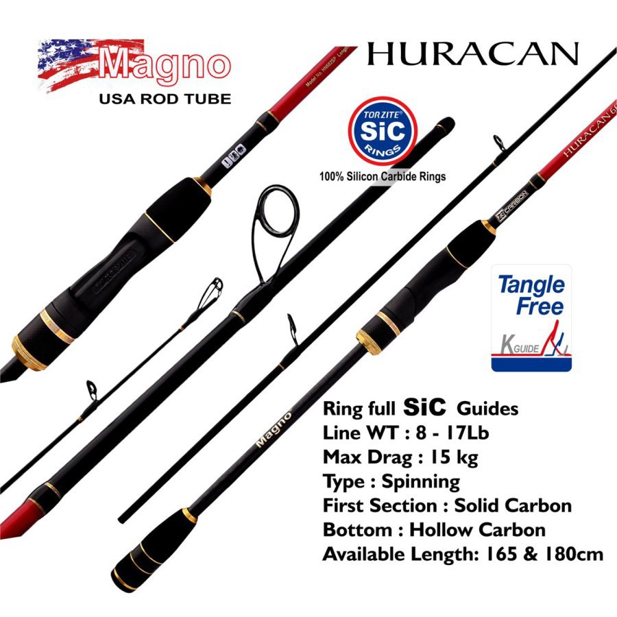Joran Magno Huracan 1.65cm 1.80cm 8-17lb 15kg Carbon Solid Murah Terbaru