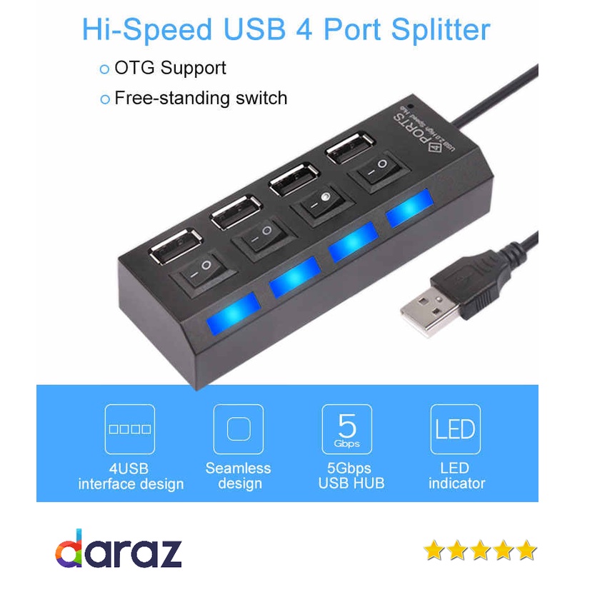 USB 2.0 hub 4 port on/off / USB hub 4 port on-off murah / usb hub 2.0