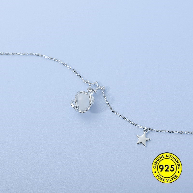 Kalung Rantai Sterling Silver 925 Dengan Liontin Bunga Untuk Wanita