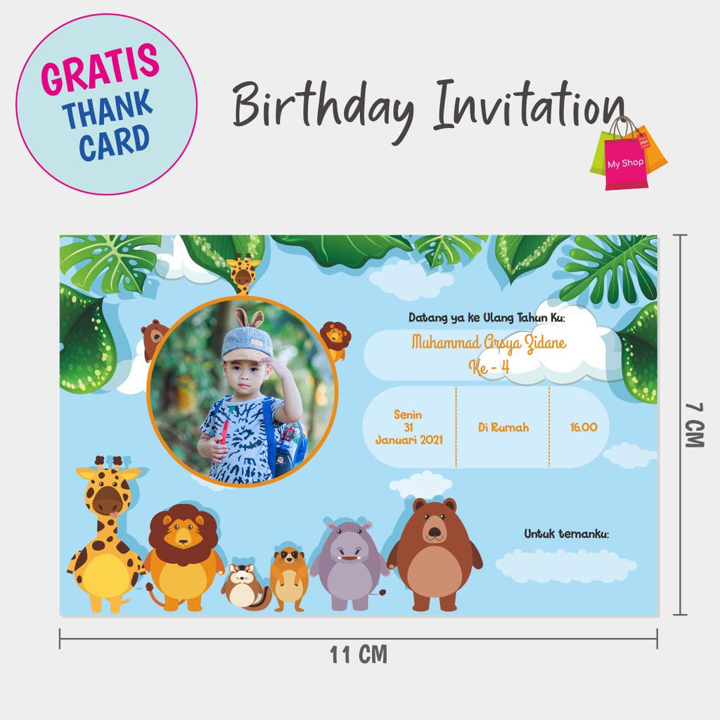 Undangan Ulang Tahun 001 Animal Custom