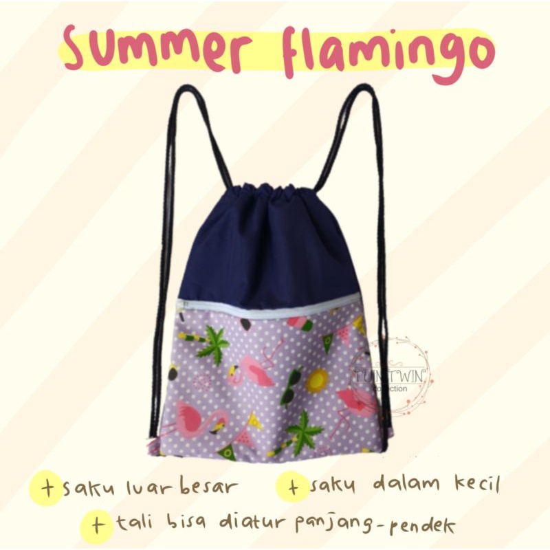 Stringbag Saku Summer Flamingo Purple Lilac Hits Kekinian Unik  Bag Tas Serut Drawsting aesthetic ce