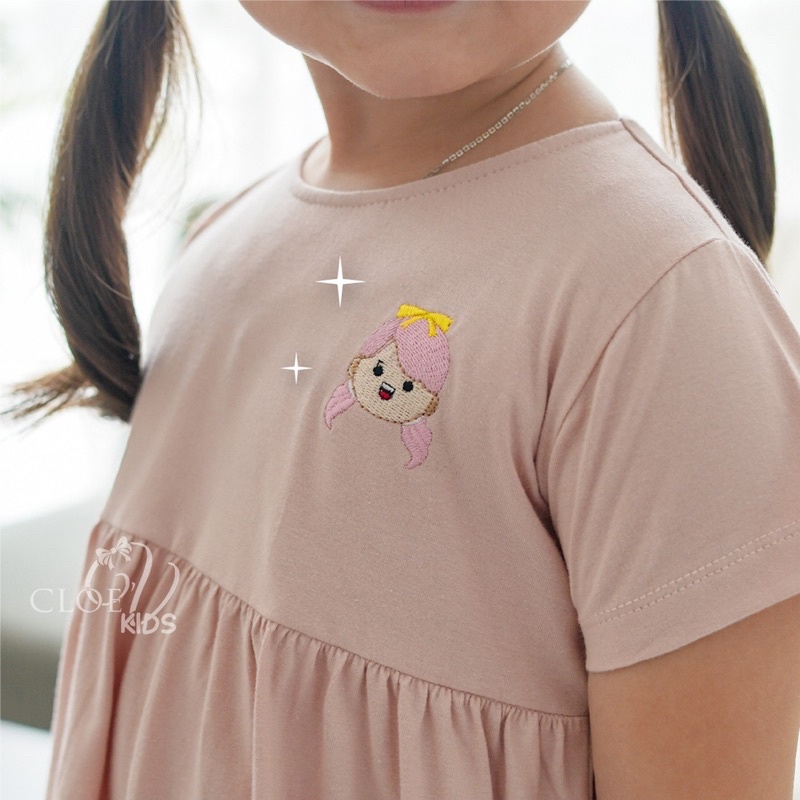 CLOEVKIDS - Mermaid Dress Casual Anak Pakaian Harian Cantik Terusan Lengan Pendek Cewek Anggun