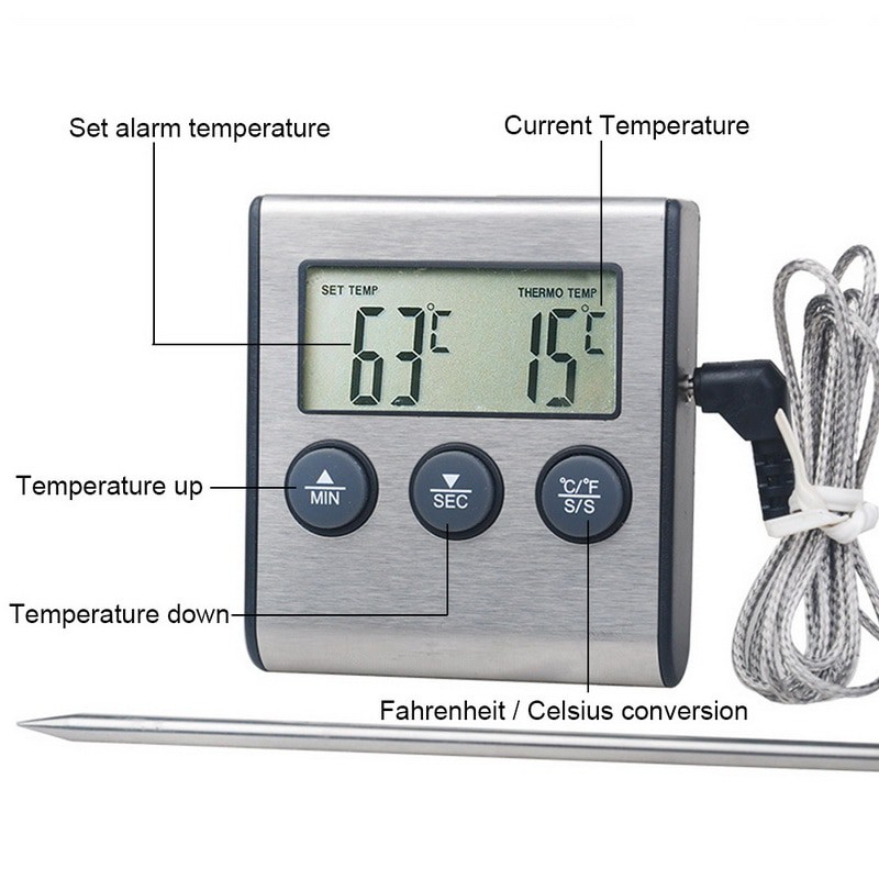 Thermometer Timer Masak Digital Termometer Cooking Suhu Air Masakan Obat Dapur TP101 Dapur Meat D24