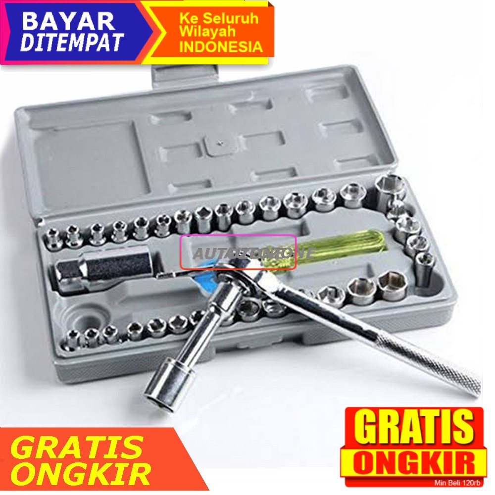 Kunci Sok / Sok /  Shock 40 Pcs AIWA 1 Set Serbaguna Komplit Lengkap Terbaik Murah Dan Berkualitas