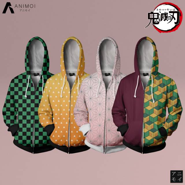 Jaket Hoodie Anime Kimetsu No Yaiba Kamado Nezuko Zenitsu Tomioka Giyu Tanjiro Shopee Indonesia