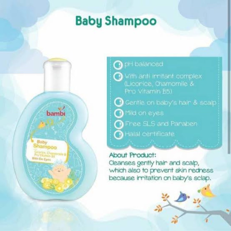 Bambi Baby Shampoo 100ml Chamomile &amp; Anti Irritant Complex Bottle 100ML