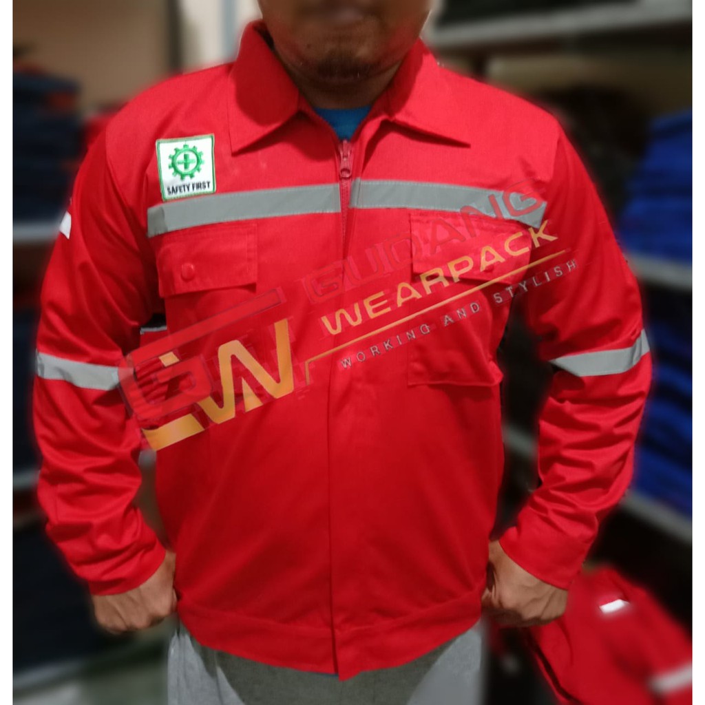 WEARPACK ATASAN Gudang Wearpack - Baju Kerja Seragam Proyek Warna MERAH POLOS