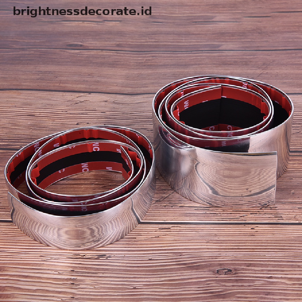 1 Pc Strip Trim Molding Chrome Silver Universal Untuk Dekorasi Bumper Pintu Mobil