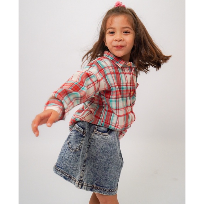 Yobebee Kemeja Flanel Anak Tangan Panjang Usia 2 3 4 6 8 Tahun Baju Atasan Kids Motif Kotak Shirt Katun Model Casual Santai